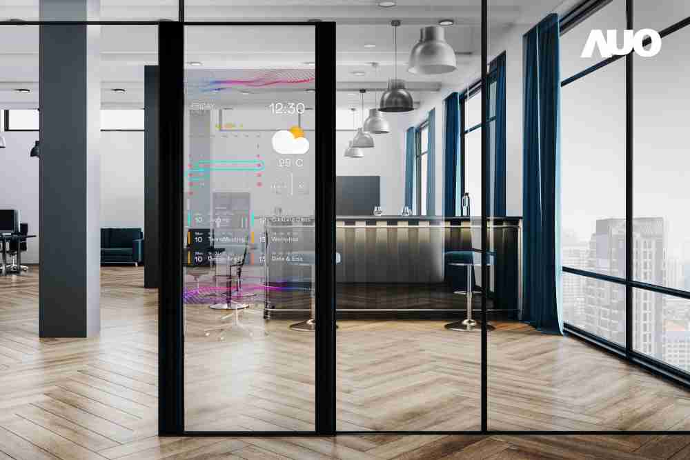 60吋Micro LED透明窗屏显示器，，可依需求调整并延伸应用于不同场域，，，，包括汽车侧窗或家庭玄关、、智慧橱窗、、、商业展示等面向，，，，提供丰富的信息娱乐内容